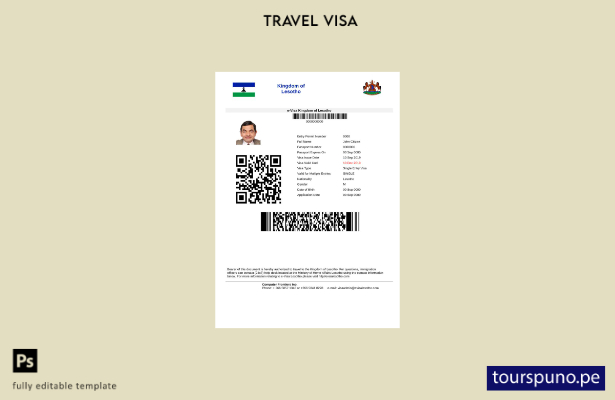listo para imprimir la visa electrónica de Lesotho en plantilla de Word y Pdf